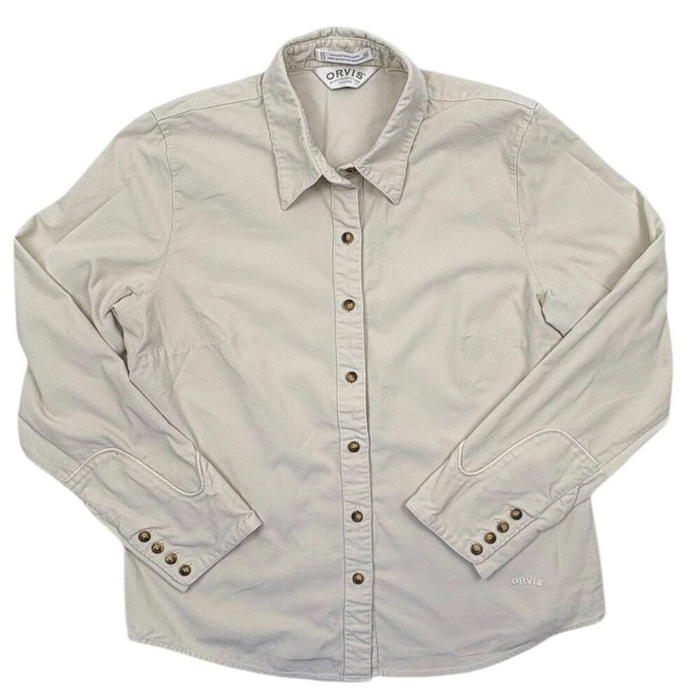 Orvis Western Corduroy Shirt Cream Ivory Soft Cotton Cowgirl Cabin Cozy 10